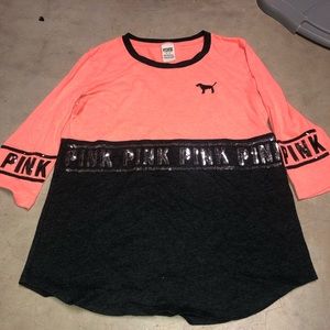 PINK half gray, half pink long sleeve shirt